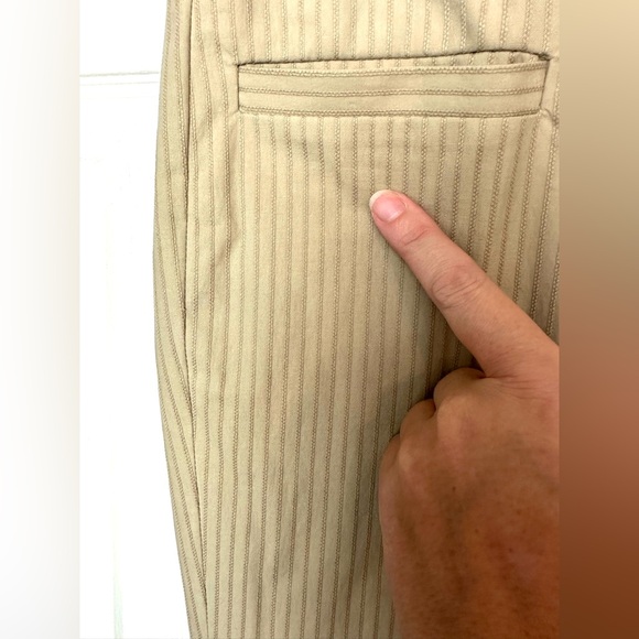 THEORY Spencer Dress Pants Trousers Odyssey Fabric Tan Khaki Beige Striped Flare - Picture 5 of 12